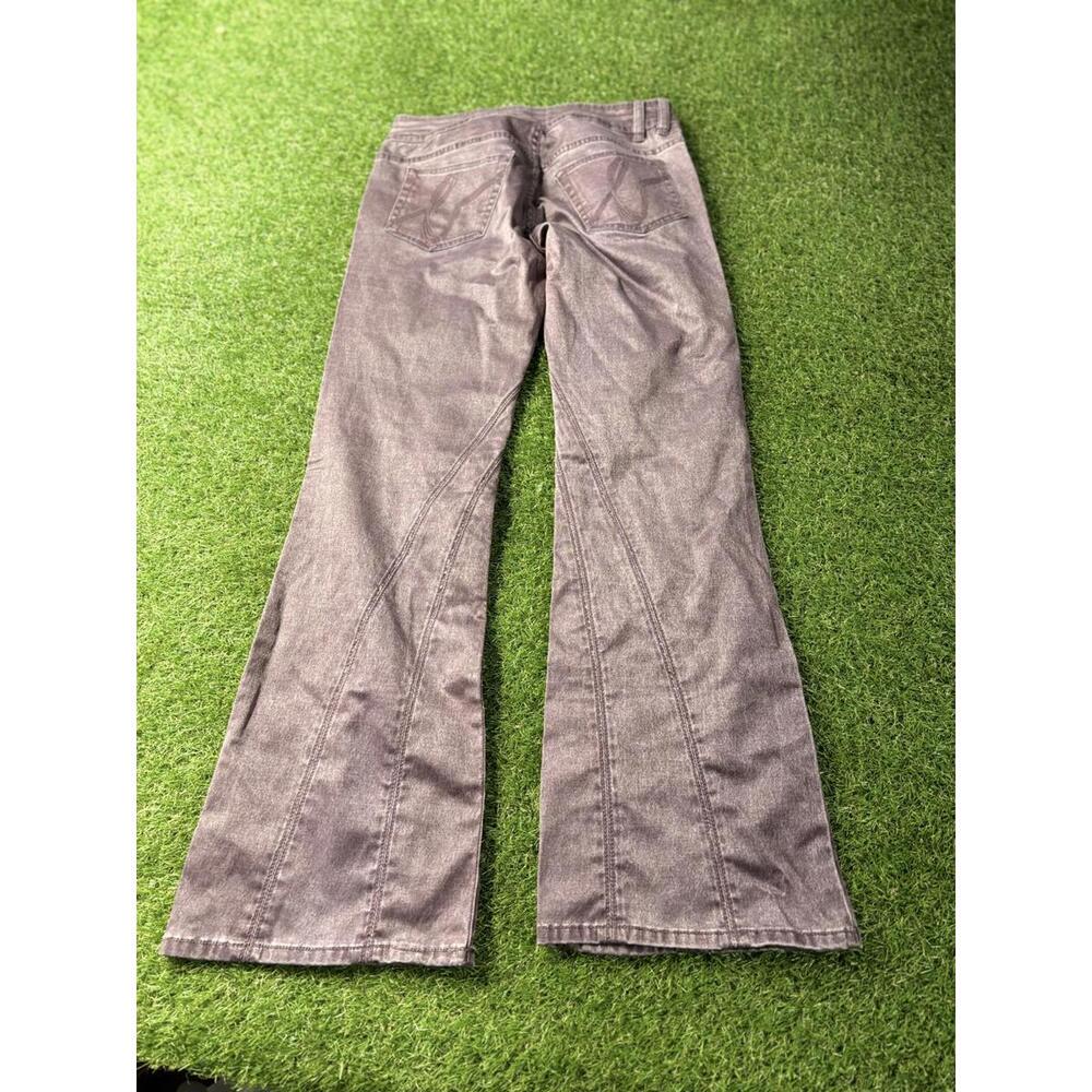 Bebe Jeans Low Rise Flare Coated‎ Denim Purple Flare Flaw Missing button 28x30
